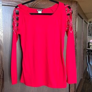 VENUS cold shoulder, embellished top.